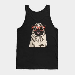 Hipster Pug T-Shirt Tank Top